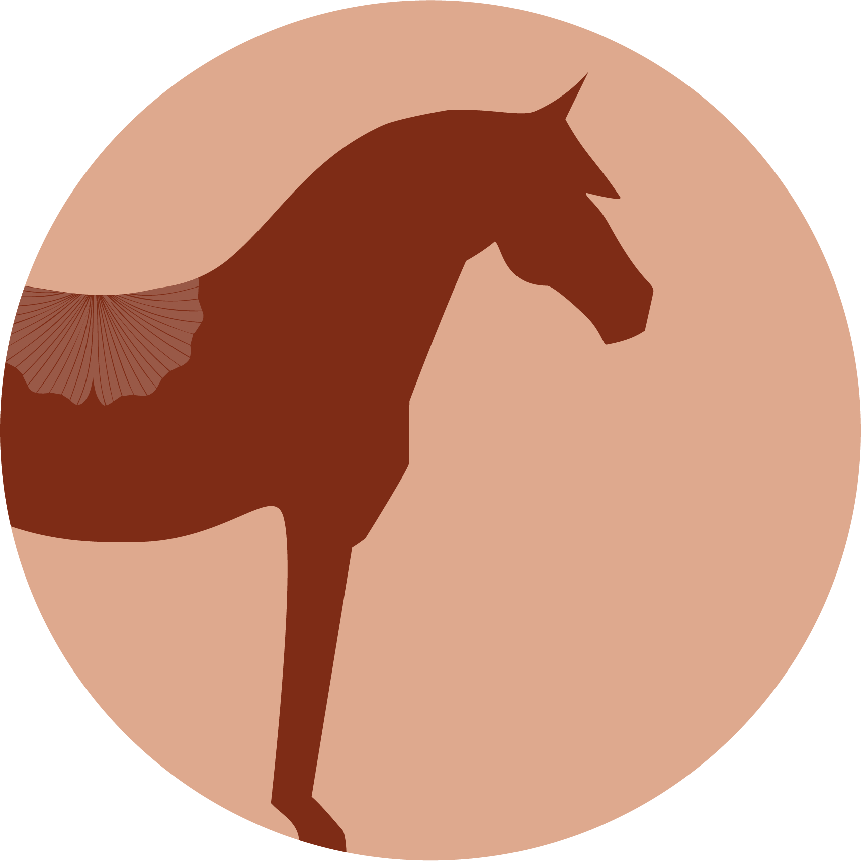 Icône représentant la silhouette d'un cheval, pour représenter l'ostéopathie équine pratiquée par Claire Fresneau-Fontalirant, à Saumur