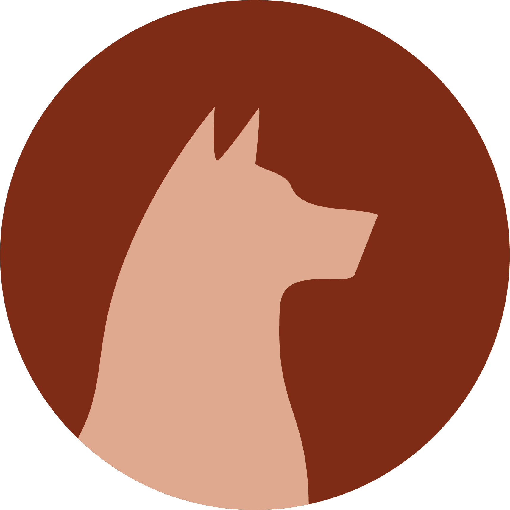 Icône représentant la silhouette d'une tête de chien, pour représenter l'ostéopathie canine pratiquée par Claire Fresneau-Fontalirant, à Saumur